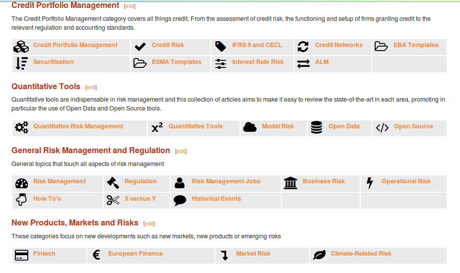 A snapshot of the Open Risk Manual frontpage